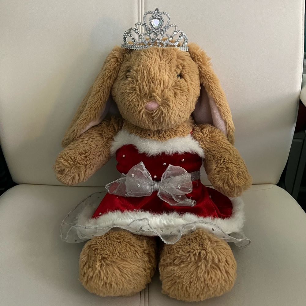 Build A Bear Bunny Princess in Christmas Outfit